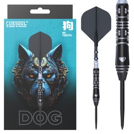 CUESOUL Chinese Zodiac Dog 22g Steel Tip 90% Tungsten Titanium Coated Dart Set with Integrated Rust T19 Flight