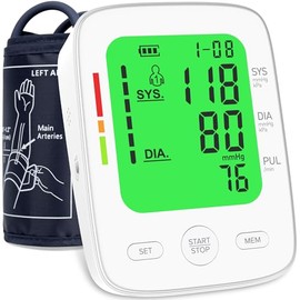 Monitor de presión arterial para uso doméstico, máquina automática de presión arterial en la parte superior del brazo con visualización LCD grande,...
