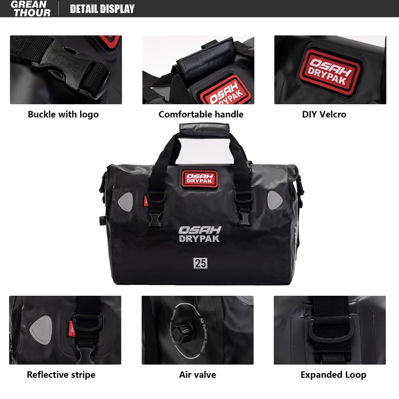 Greanthour Waterproof Duffel& Luggage Bag - Motorcycle Dry Bag Tail