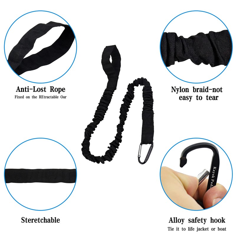 BB Hapeayou Kayaking Paddle Leash Tether 1 Pack- Stretchable Coiled