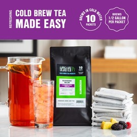 Tiesta Tea - Blackberry Bellini Cold Brew, Loose Leaf, Blackberry Citrus Green Tea, Medium Caffeinated, Cold Brew Packets, Makes 64 oz of Pitcher Per Bag (Pack of 10)