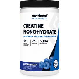 Nutricost Creatine Monohydrate Powder (Blue Raspberry), 500 Grams (1.1 LBS)