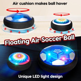 3 in 1 Hover Soccer Ball Toddler Hockey Set with LED Lights Indoor Toys for Kids Soccer for Boys 6-8 8-12 Kids Sports Soccer Games 4 5 6 7 8 9 Year Old Boy Age 4-8 Birthday Gift