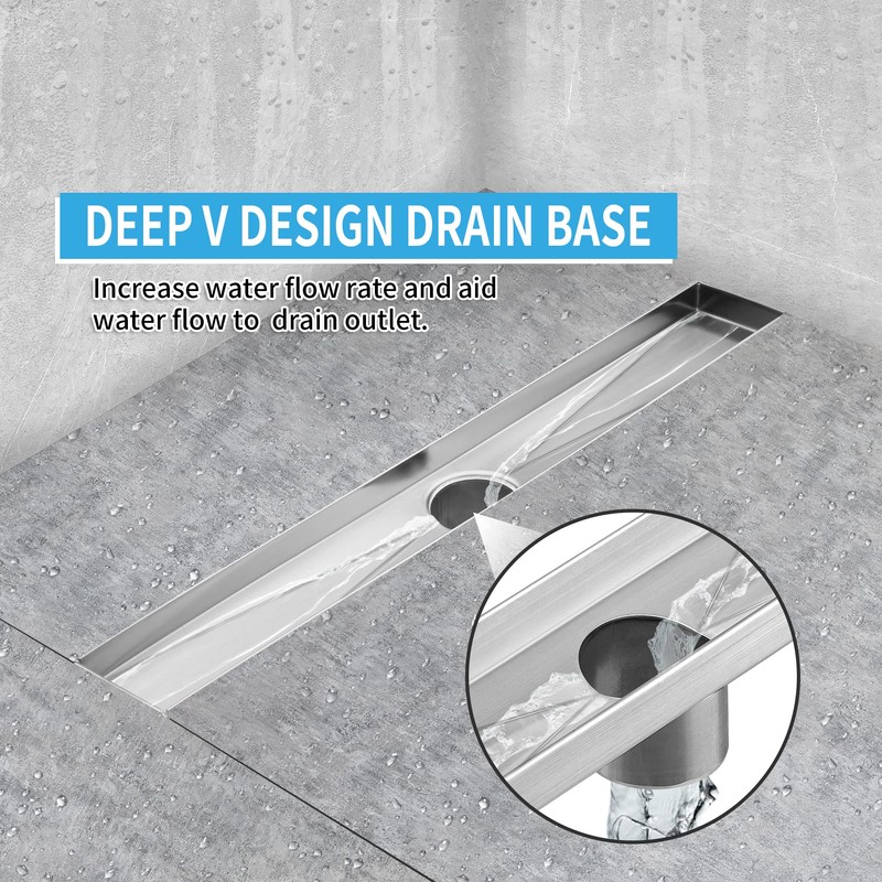 BAUNVB Linear Shower Drain 28 Inch Rectangular, Brushed Nickel SUS-304