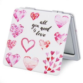 PDOZV Pocket Mirror for Women, Square 2.8” Metal Frame PU Common Style Double Sided Mini Magnifying 1X/3X Mirror for Purse Compact Travel Mirror (Common02)