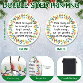 Suzile Christmas Ornament Boss Gift for Women Men Having Me for an Employee is Gift Enough Ceramic Hanging Ornament with Flannel Bag for Boss Employer Leader Management