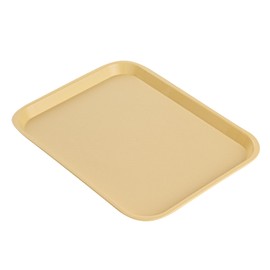 Restaurantware RW Base 10 x 14 Inch Fast Food Tray 1 Sturdy Cafeteria Lunch Tray - Lightweight No Slip Beige Plastic Serving Tray Rounded Corners for Restaurants Or Dinner Service