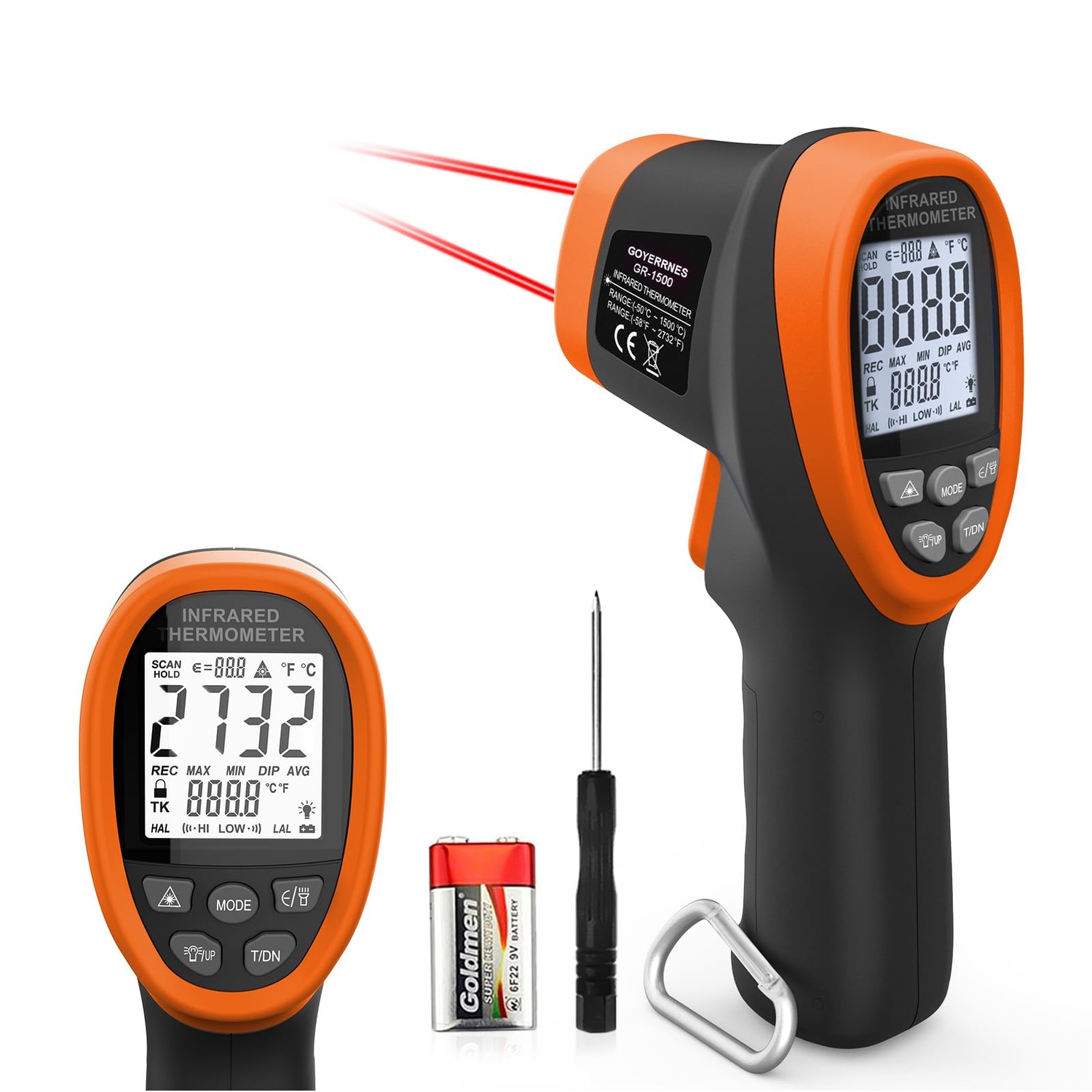 GOYERRNES Pyrometer 30:1 Industrial, -58℉ to 2732℉ Digital High Temp ...