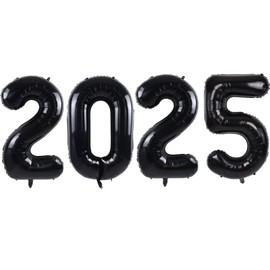 TONIFUL 2025 Black Foil Number Balloons 16 Inch Black 2025 Number Balloons 2025 Graduation Aluminum Foil Mylar Balloons for 2025 New Year Eve Christmas Anniversary Party Supplies