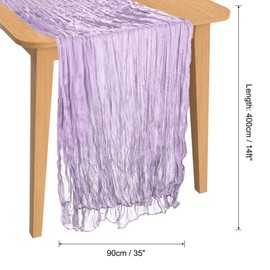 PATIKIL 14 Ft Cheesecloth Table Runner Rustic Gauze Terracotta Cheese Cloth Table Runner with Wrinkled for Bohemian Wedding Party Bridal Shower Table Decoration, Light Purple