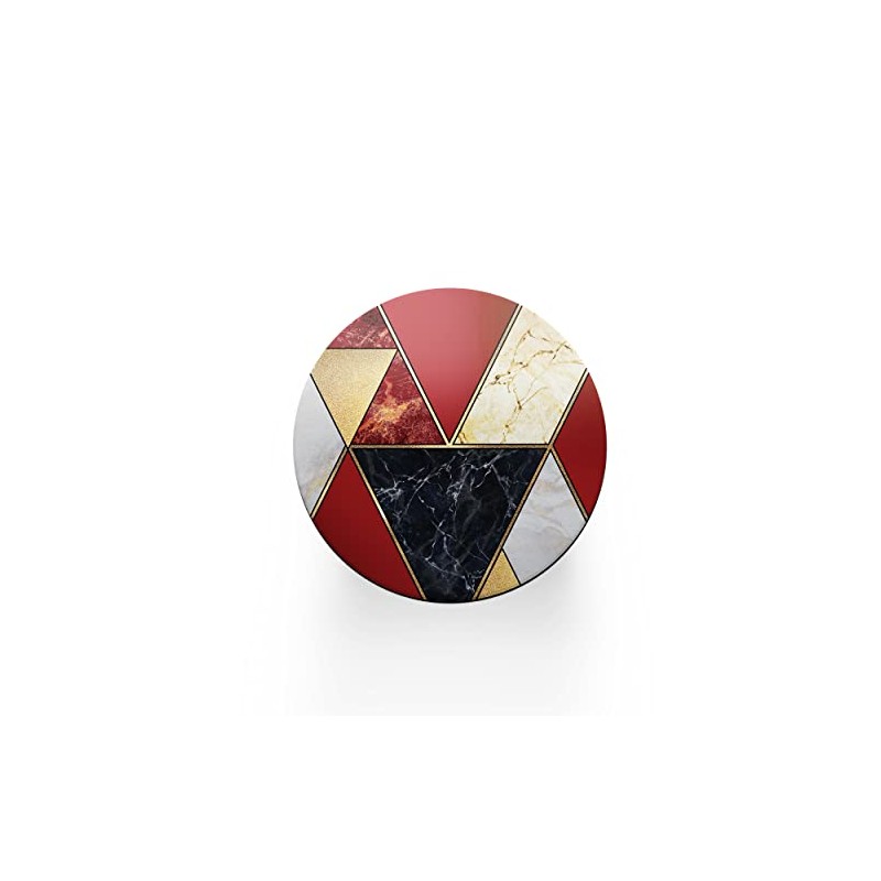 Round Single Coaster - Art Deco Red Marble Effect New