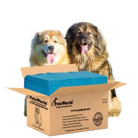 PETSWORLD Enormous Dog Training & Potty Pads, 37x54 inch - Tear Resistant with Strong Leak-Proof Backing, Optional Adhesive Tape, 25 Count