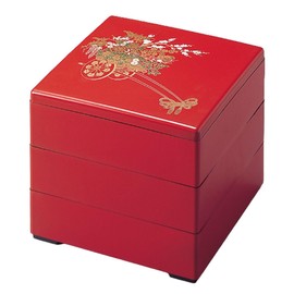 J-kitchens Excursion Lunch Box, Made in Japan, 3 Tiers, 6.5 Inches, Color Vermilion, 7.7 x 7.7 x 6.5 inches (19.5 x 19.5 x 16.5 cm)