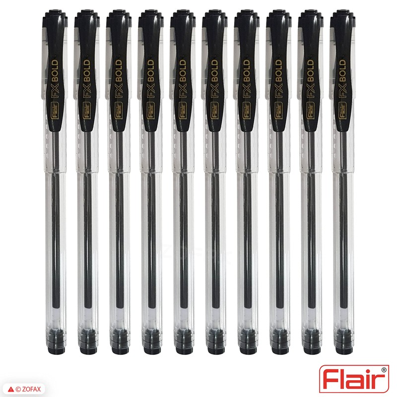 FLAIR FX 10 x 1.0mm Tip Dark BLACK Ballpoint Pens