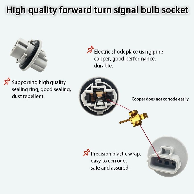 2 PCS Front Turn Signal Light Bulb Plug Socket, 90075-60060
