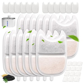12 Pack Cat Water Fountain Filters with 12 Pack Pre-Filter Sponges Set for Wireless 4L/135 fl oz Pet Water Fountain, Pet Fountain Filter Replacement