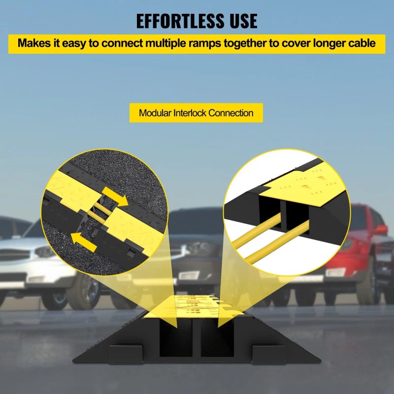 2 Channel Cable Protector Ramp 5-Packs Modular Rubber Speed Bump