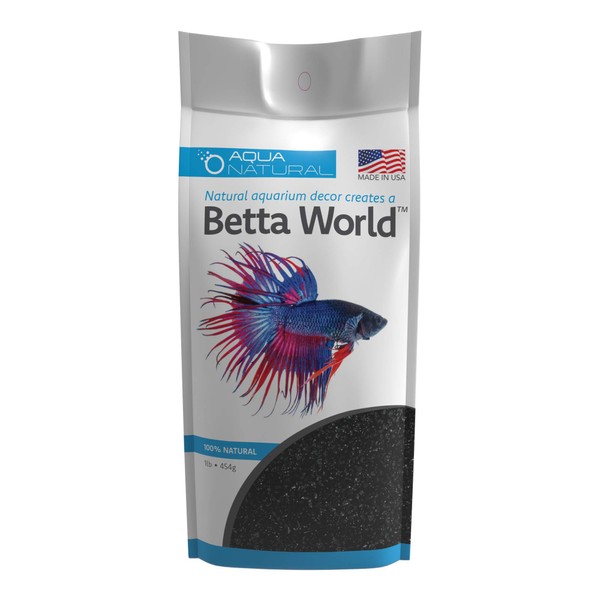 AquaNatural Betta World - Diamond Black Quartz 1lb, Gravel/Rocks/Substrate for Fish Tank/Bowl (BETTA003)