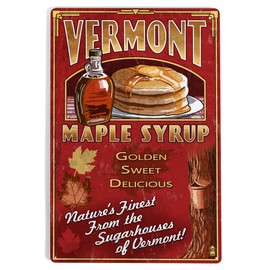 Lantern Press 12x18 Inch Metal Sign, Vermont, Maple Syrup Vintage Sign