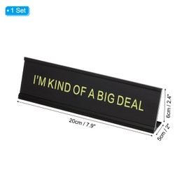 PATIKIL Funny Nameplate, 8"x2" Novelty Desk Sign Plaque Aluminum Desk Name Plate with Base for Office, Black Yellow (I'M Kind Of A Big Deal)