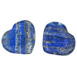 Lapis Lazuli Stone Heart - Pack of 2 Crystal Heart Stones Rocks - Corazones De Piedra Crystals and Healing Stones Heart Shaped Crystal - Stocking Stuffers Gifts