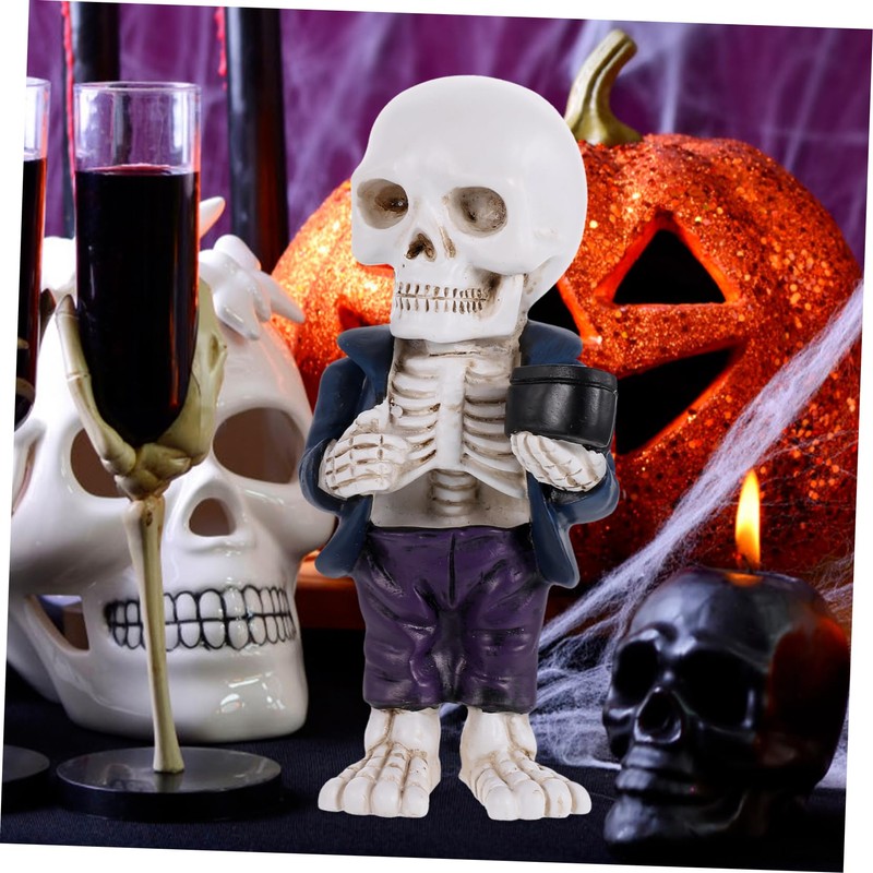 BIUDECO Cool Resin Skeleton Figurine Mini Skeleton Figurine Gothic Desktop