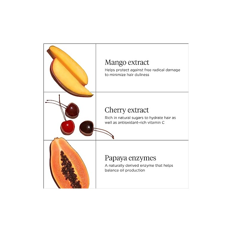 Briogeo- Champú equilibrante de mango y cereza Superfoods, repone el