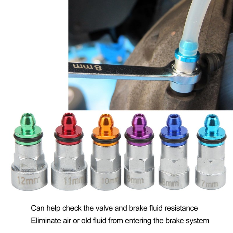 CHICIRIS Brake Bleeder Wrench Kit Metal Rubber 7‑12mm 6 Adapters