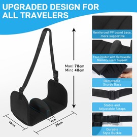 JiaoZoum Ergonomic Aircraft Foot Rest with Detachable Divider - Memory Foam Travel Footrest for Long Flights, Portable Foldable Design with Firm Support Board Prevents Foot Collision (Airplane/Car/Office Use)