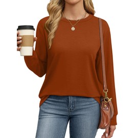 WIHOLL Womens Oversized Tshirts Shirts Fall Clothes 2025 Fashion Long Sleeve Crewneck School Teacher Tunic Tops Thanksgiving Camarel XL