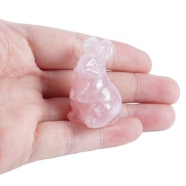 Lovionus89 Crystal Rabbit Sculpture, 1.5 Inch Bunny Figurine Statue Gemstone Animal for Home Décor or Collectibles, Rose Quartz
