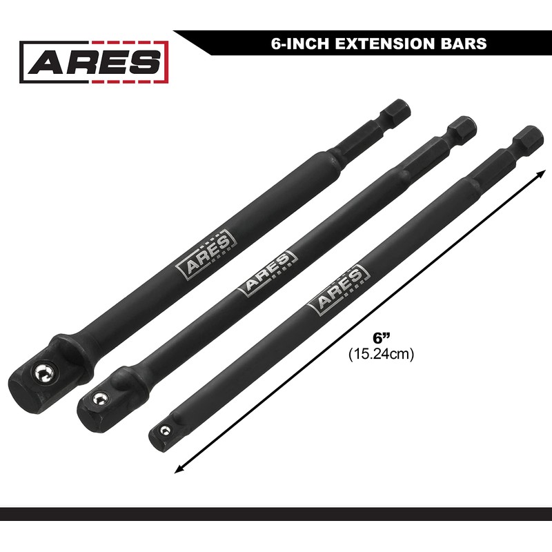 ARES 22023-6-Inch Impact Grade Socket Adapter Set - Turns Impact