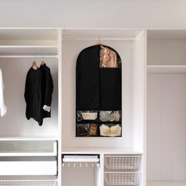 Homaisson 47-Inch Garment Bags Covers, 4 Pcs Black Garment Bag for Closet Storage and Travel, Suit Garment Bag for Men, Black Suit Cover Bags with Clear Window for Coats, Jackets, Shirts