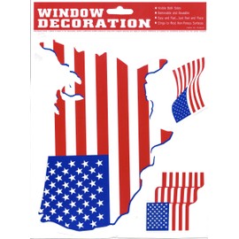 USA American Flag - Static Cling - Peel and Place Window Decorations