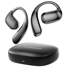Kinglucky Wireless Earphones, Open Ear Earphones, Bluetooth Earphones, with Microphone, Air Conductive Earphones, Open Type, Listening, Ultimate Fit, Bluetooth 5.4, Instant Connection, Leak-Proof, Up