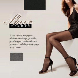 Lancry 3 Pairs 40 Denier Tights for Women Soft Stretch Sheer Tights High Waist Tummy Control Top Pantyhose (UK, Alpha, XL, Regular, Regular, Black)