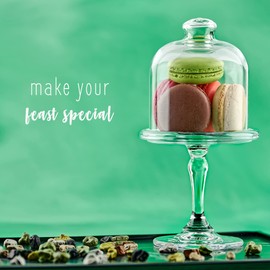 GOSOYO Glass Mini Cake Stand with Dome Lid, Cupcake Stands with Dome Cover, Glass Cake Dome for Cake Storage, Afternoon Tea Stands