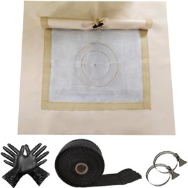 DANCHEL OUTDOOR Waterproof Sealed Canvas Tent Stove Jack, Fireproof Fiberglass Stove Pipe Wrap Insulation Flue Protector with 2 Clips and Gloves