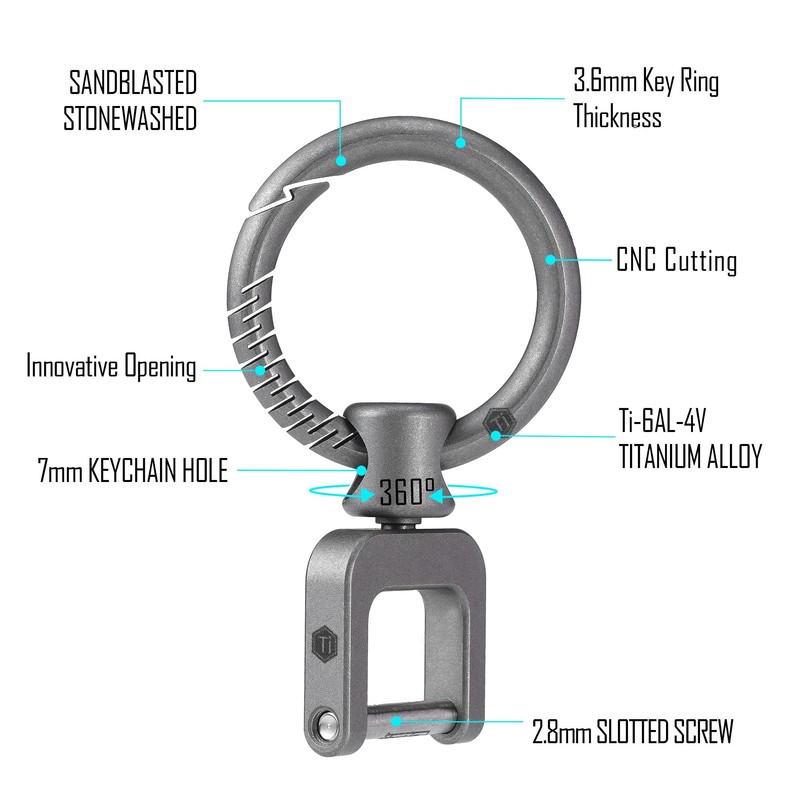 KeyUnity KA36L Titanium Side Print Keychain, Minimalist Keychain with Quick
