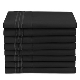 Clara Clark Premier 1800 Collection Soft Pillowcase Set Double Brushed Microfiber Hypoallergenic Hotel Luxury Pillow Covers, 8 King, Black