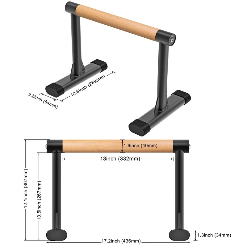 Kipika Parallettes Bars, Wooden Push Up Bars & Dip Bar