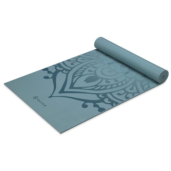 Gaiam Yoga Mat Premium Print Extra Thick Non Slip Exercise & Fitness Mat for All Types of Yoga, Pilates & Floor Workouts, Niagara, 6mm