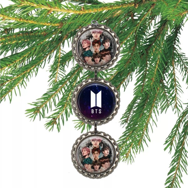 Handmade BTS K-Pop 3D Bottle Cap Christmas Ornament | Gift