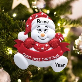 Baby’s First Christmas Baby Keepsake Baby 2021 Ornament – Baby's First Christmas Ornament – Red Snow Baby 1st Christmas Ornaments for Baby Christmas – My First Christmas Baby Ornament