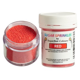 Sugarflair Sugar Sprinkles Red, Sprinkles Commestibili, Decorazioni di Zucchero per Torte, Cupcake e Biscotti - 40g