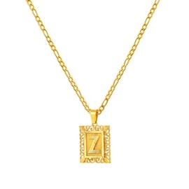 Initial Necklace for Men Women Gold Figaro Chain Stainless Steel Necklace for Mens Silver Chain Mens Gifts 22'' Letter Y Necklace