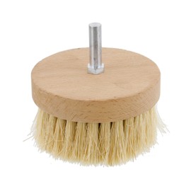 U.S. Art Supply 4" Wide Chalk and Wax Buffing Brush with 3/8" Drill Arbor - Unique Beechwood Base Design Prevents Water Damage, All Natural 1-1/4" Bristles
