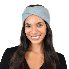 C.C Stretchy Cozy Eco-Friendly Recycled Yarn Ear Warmer Headband Headwrap, Cashmere Blend Steel Blue