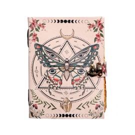 Leather Journal Blank Book of Shadows Spells Grimoire Witchcraft Wiccan Grimorire Witch Magic Eye Sketchbook Drawing Writing Diary Luna Art Diary Deckle Edge Paper College Poetry Journal (6x8 inch)