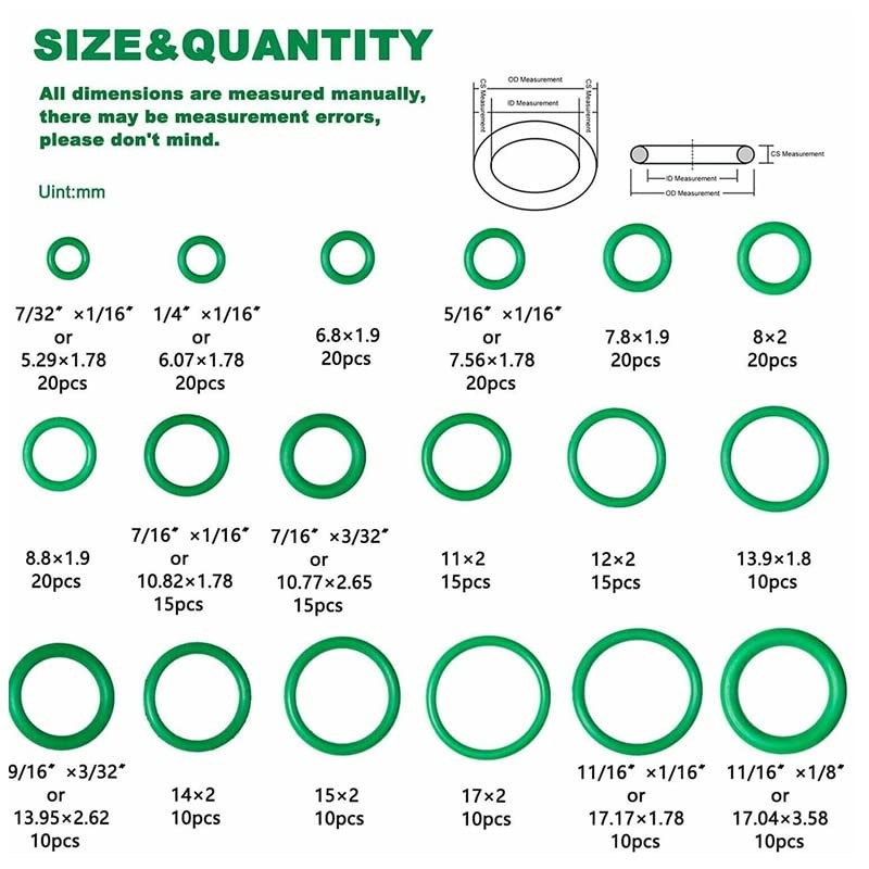 AIMALL 270Pcs 18 Sizes Rubber O-Ring Assortment Kit for Car